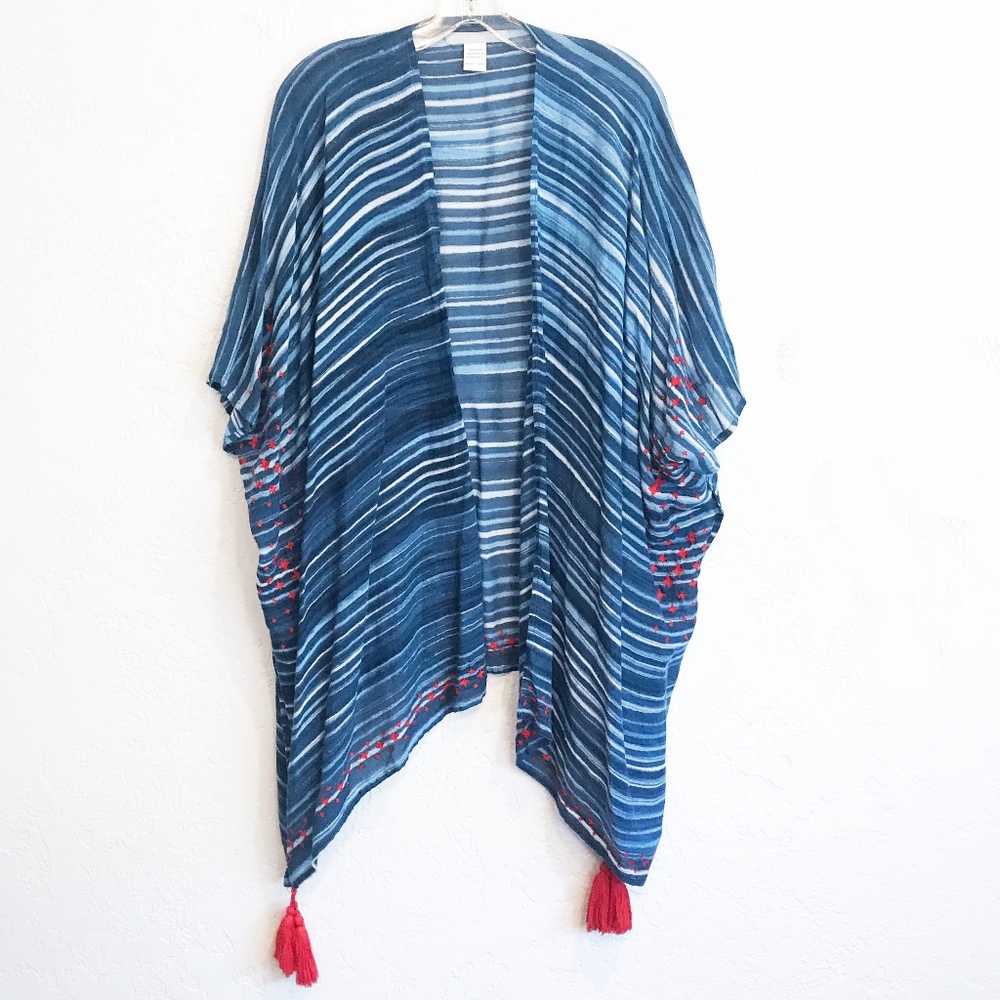 Noonday Collection Kimono, Coverup, Embroidered Stars, Summer Fun